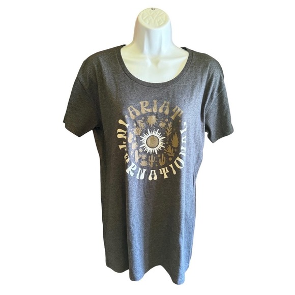 Ariat Tops - Ariat International Womens Relaxed Fit Graphic T-Shirt Gray Sun Cactus Medium